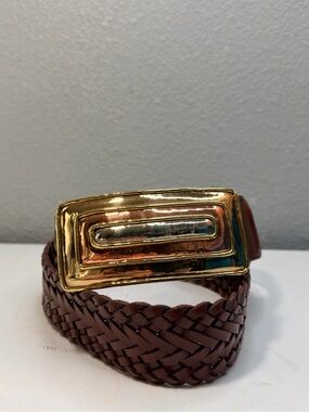 Artisan Mexican handmade Braided Leather Belt  Size L NEW copper buckle